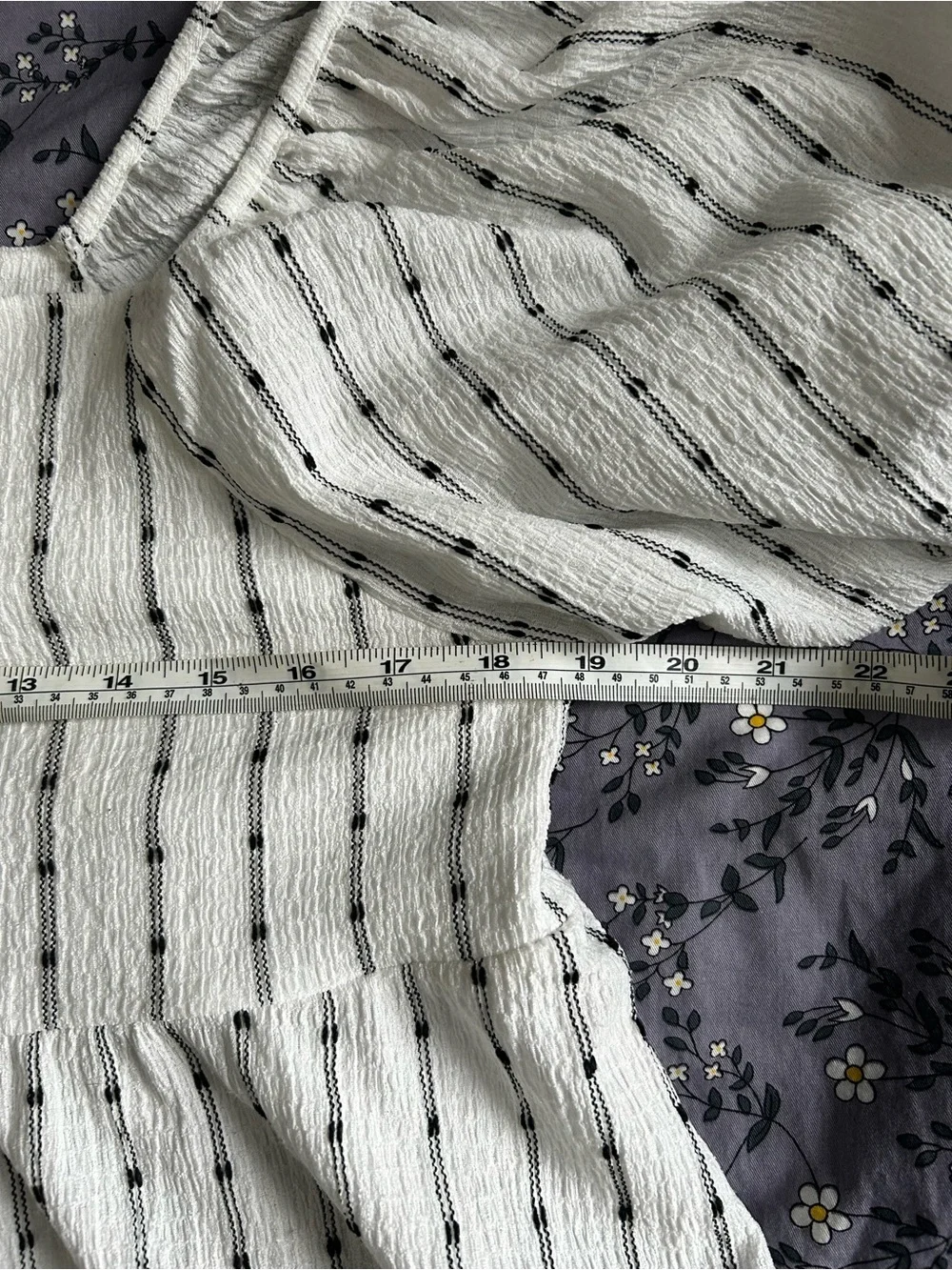 Madewell White Stripe Puff Sleeve Smocked Top